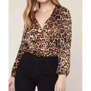 BB Dakota Ride or Tie Leopard Print Satin Bodysuit Small NEW. 216